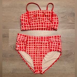 Nani Swim red checkered suit -BOTTOMS ONLY